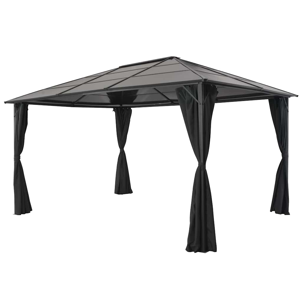 Pavėsinė su užuolaidomis, aliuminis, 4x3x2,6 m, juoda Pavėsinė su užuolaidomis, aliuminis, 4x3x2,6 m, juoda - Image 2