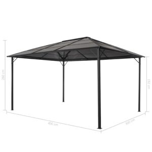 Pavėsinė su stogu, juoda, 4x3x2,6 m, aliuminis