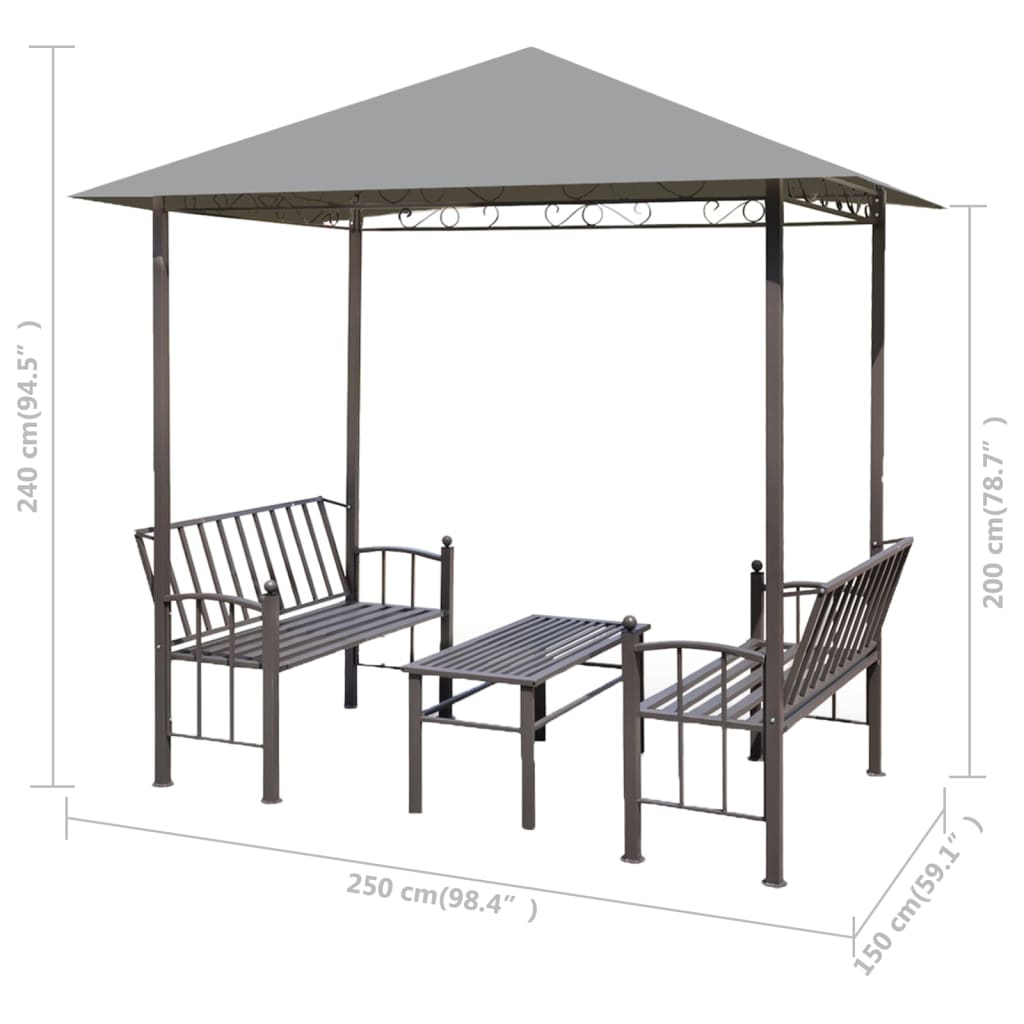 Sodo pavėsinė su stal. ir suol., antr. sp., 2,5×1,5×2,4m Sodo pavėsinė su stal. ir suol., antr. sp., 2,5x1,5x2,4m