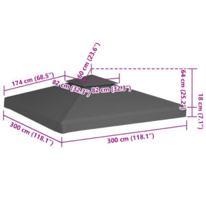 Viršutinis pavėsinės uždangalas, 2 aukštų, taupe, 310g/m², 3x3m