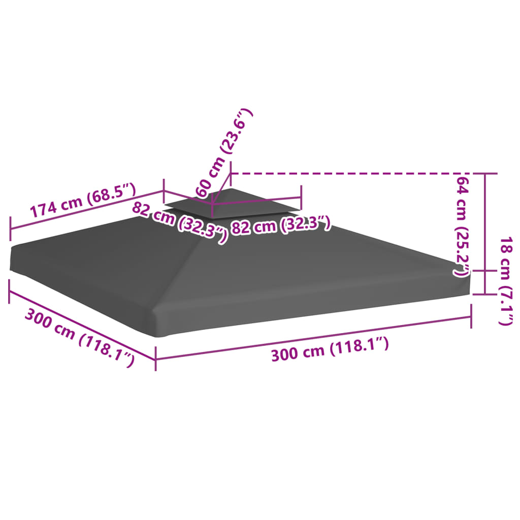 Viršutinis pavėsinės uždangalas, 2 aukštų, taupe, 310g/m², 3x3m Viršutinis pavėsinės uždangalas, 2 aukštų, taupe, 310g/m², 3x3m