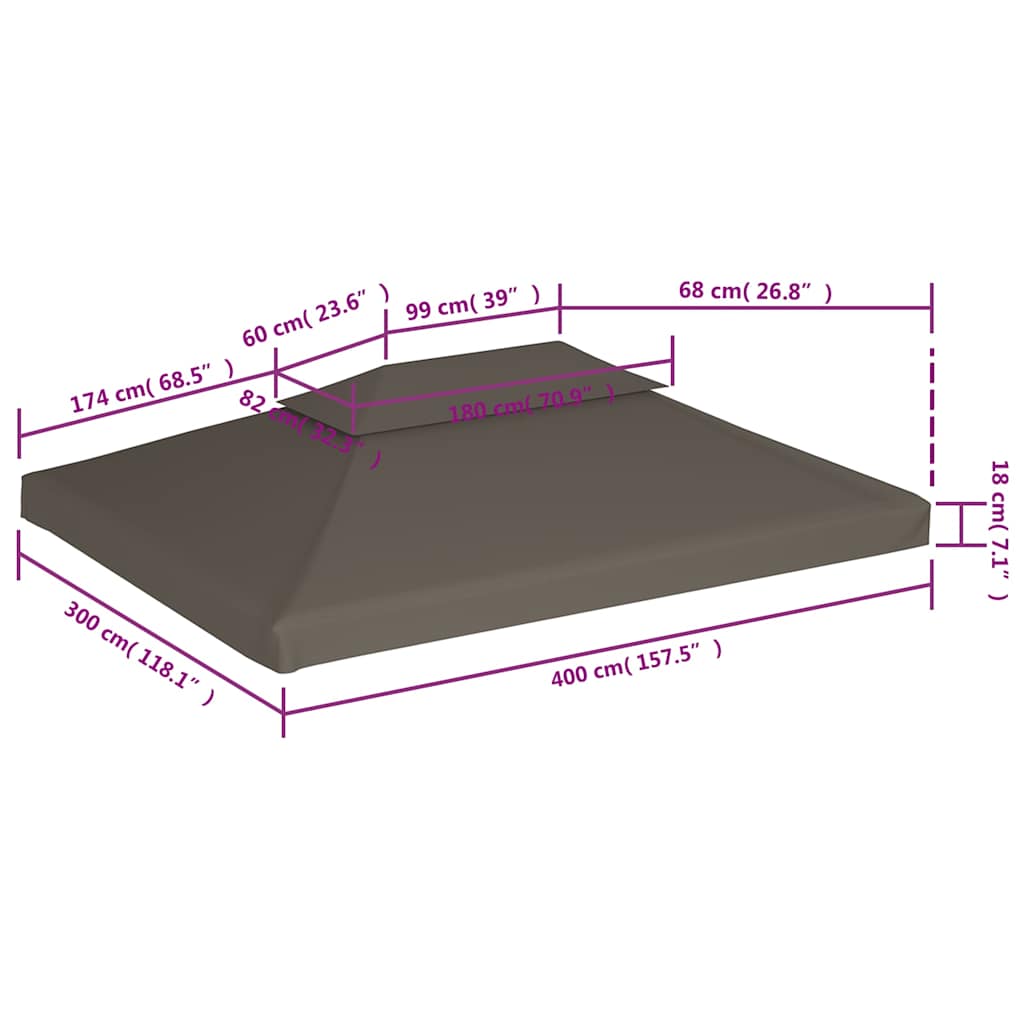 Pavėsinės uždangalas, taupe, 4x3m, 310 g/m² Pavėsinės uždangalas, taupe, 4x3m, 310 g/m²