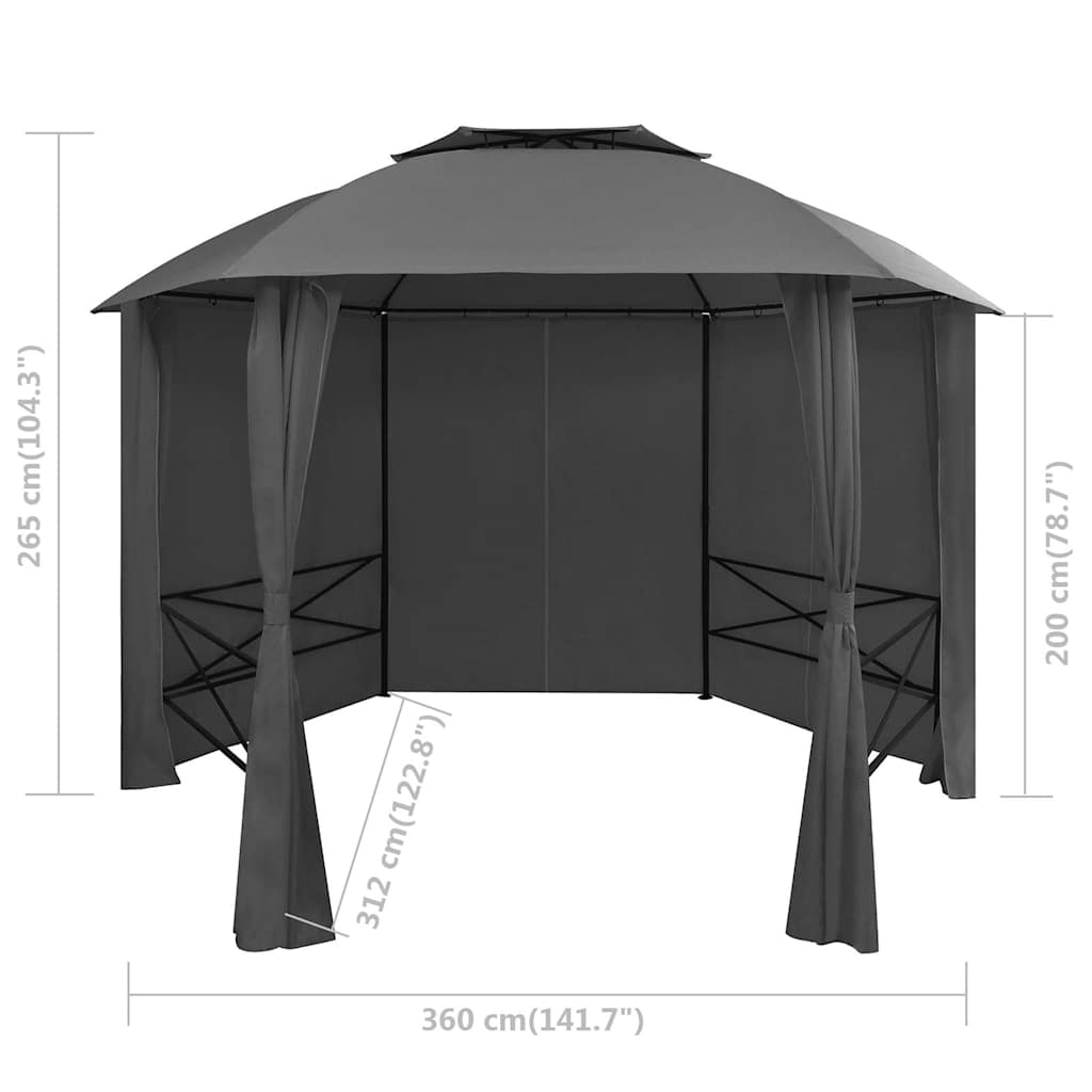 Sodo palapinė/tentas su užuolaidomis, 360x265cm, šešiakampė Sodo palapinė/tentas su užuolaidomis, 360x265cm, šešiakampė - Image 7