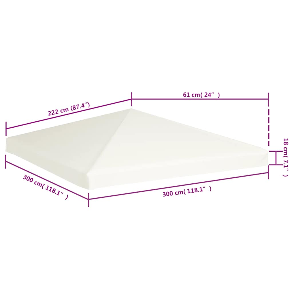 Viršutinis pavėsinės uždangalas, 310 g/m², 3x3m, baltas Viršutinis pavėsinės uždangalas, 310 g/m², 3x3m, baltas