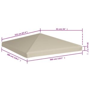 Viršutinis pavėsinės uždangalas, kreminis, 310g/m², 3x3m