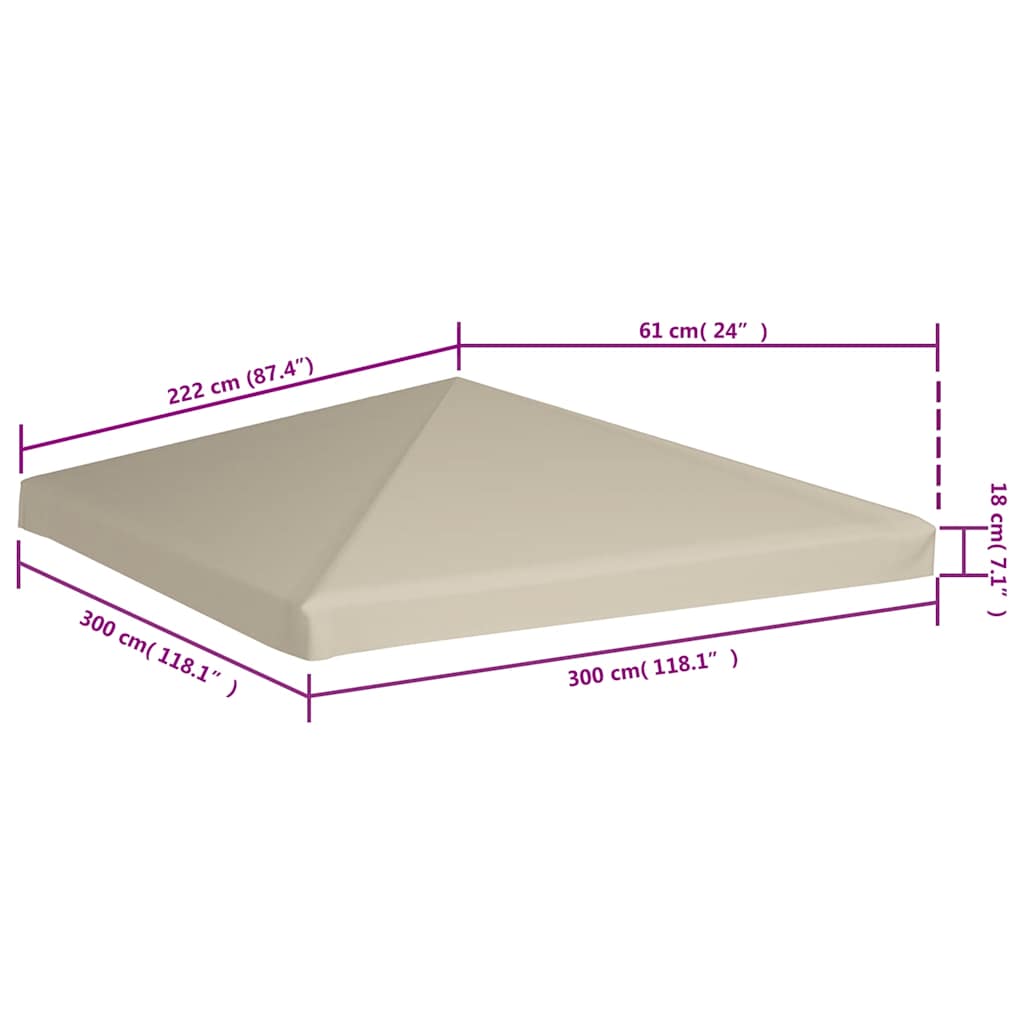Viršutinis pavėsinės uždangalas, kreminis, 310g/m², 3x3m Viršutinis pavėsinės uždangalas, kreminis, 310g/m², 3x3m