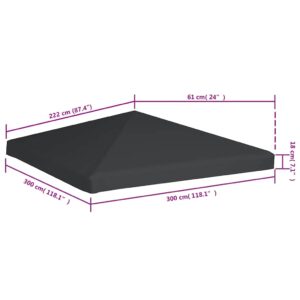 Viršutinis pavėsinės uždangalas, pilkas, 310 g/m², 3x3m