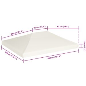Viršutinis pavėsinės uždangalas, kreminės baltos, 4x3m