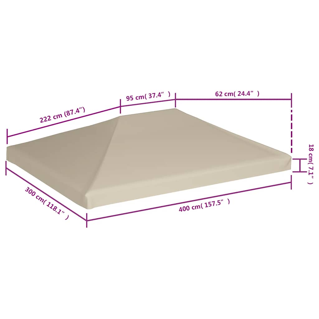 Viršutinis pavėsinės uždangalas, kreminis, 310g/m², 4x3m Viršutinis pavėsinės uždangalas, kreminis, 310g/m², 4x3m