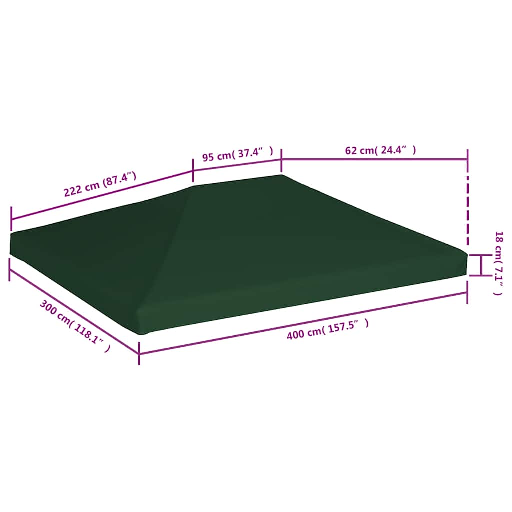 Viršutinis pavėsinės uždangalas, žalias, 310 g/m², 4x3m Viršutinis pavėsinės uždangalas, žalias, 310 g/m², 4x3m