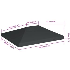 Viršutinis pavėsinės uždangalas, pilkas, 310 g/m², 4x3m