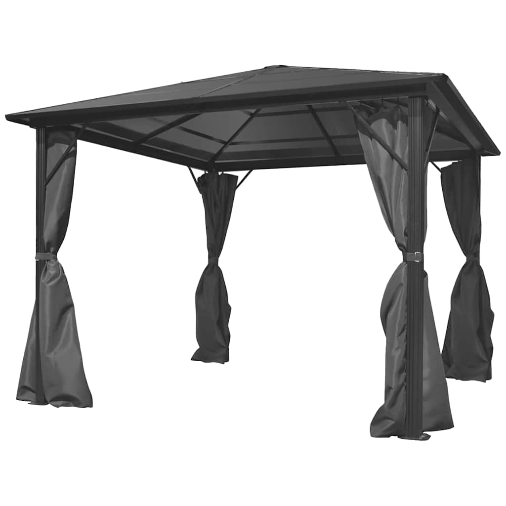 Pavėsinė su užuolaidomis, antracito sp., aliuminis, 300x300cm Pavėsinė su užuolaidomis, antracito sp., aliuminis, 300x300cm - Image 2