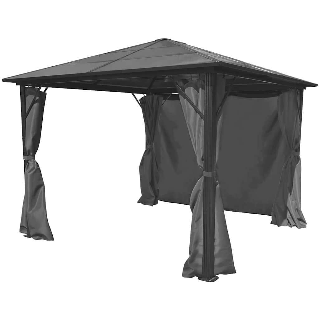 Pavėsinė su užuolaidomis, antracito sp., aliuminis, 300x300cm Pavėsinė su užuolaidomis, antracito sp., aliuminis, 300x300cm - Image 3