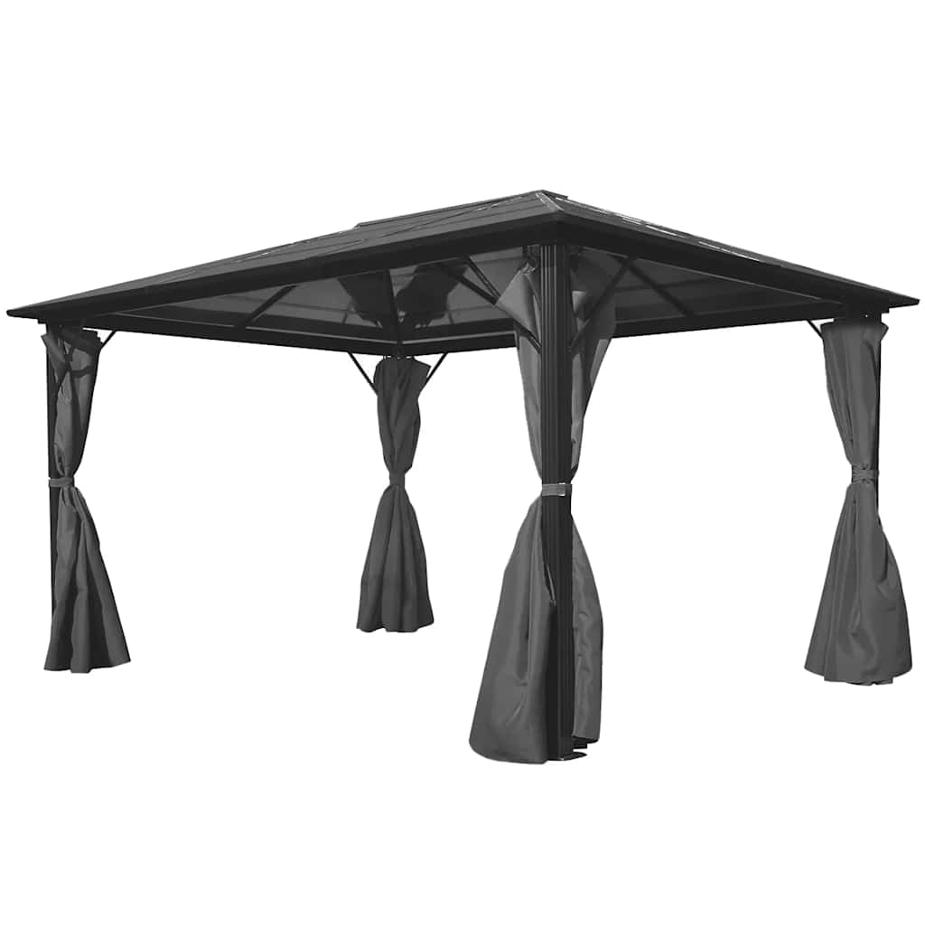 Pavėsinė su užuolaidomis, antracito sp., aliuminis, 400x300cm Pavėsinė su užuolaidomis, antracito sp., aliuminis, 400x300cm - Image 2