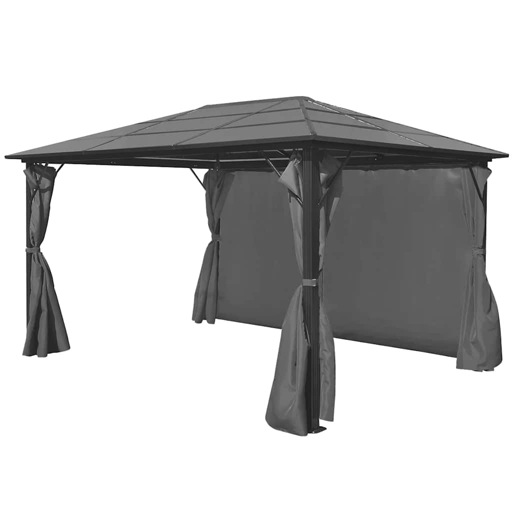 Pavėsinė su užuolaidomis, antracito sp., aliuminis, 400x300cm Pavėsinė su užuolaidomis, antracito sp., aliuminis, 400x300cm - Image 3