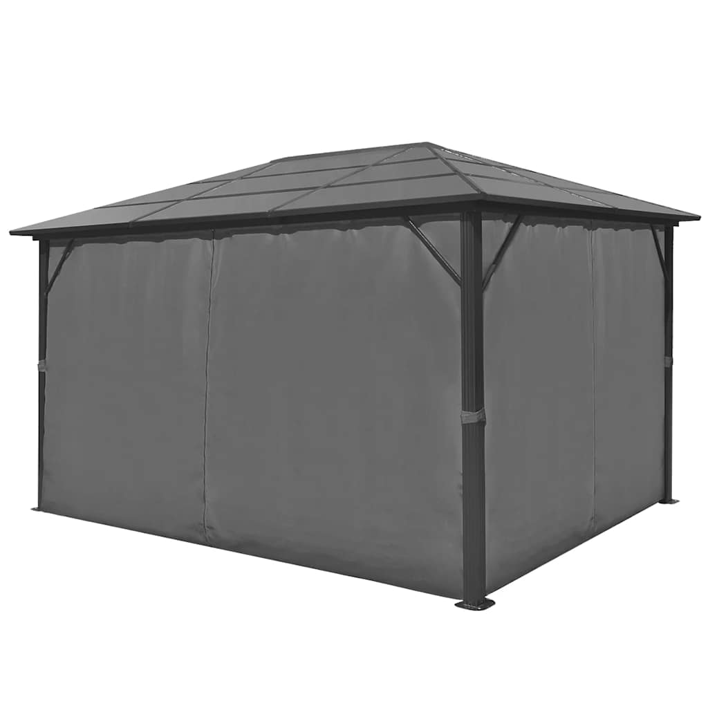 Pavėsinė su užuolaidomis, antracito sp., aliuminis, 400x300cm Pavėsinė su užuolaidomis, antracito sp., aliuminis, 400x300cm - Image 4