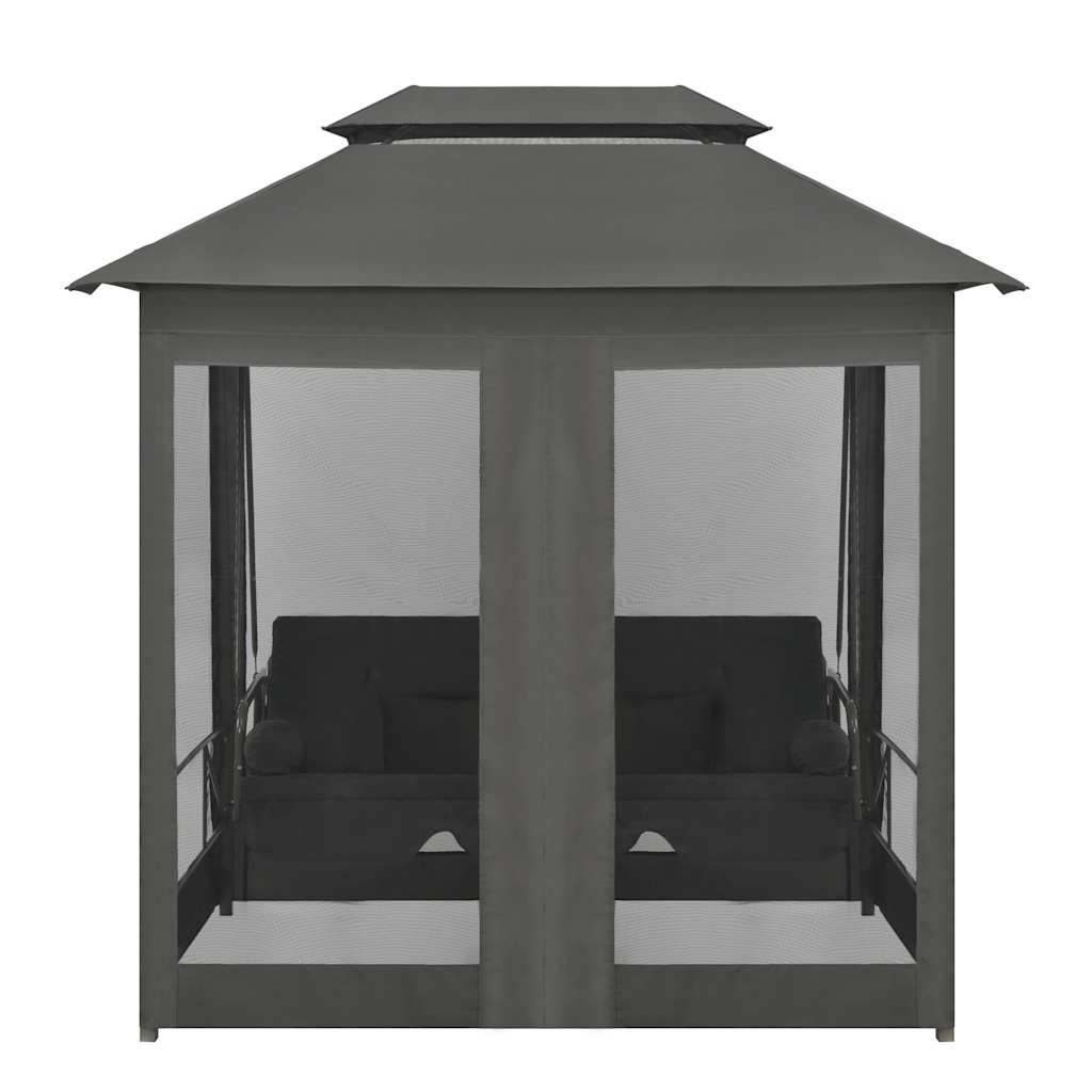 Lauko sūpynės su skliautu, antracito spalvos, 220x160x240cm Lauko sūpynės su skliautu, antracito spalvos, 220x160x240cm - Image 5