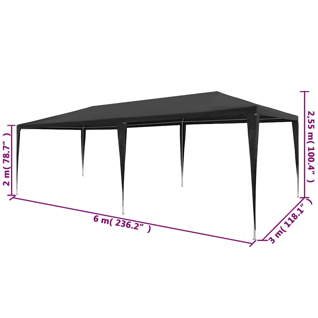 Proginė palapinė, antracito spalvos, 3×6 m, PE Proginė palapinė, antracito spalvos, 3x6 m, PE