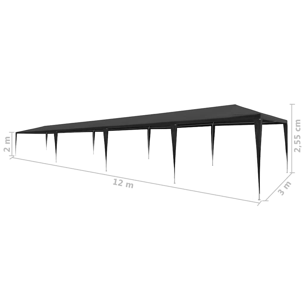 Proginė palapinė, antracito spalvos, 3x12m, PE Proginė palapinė, antracito spalvos, 3x12m, PE
