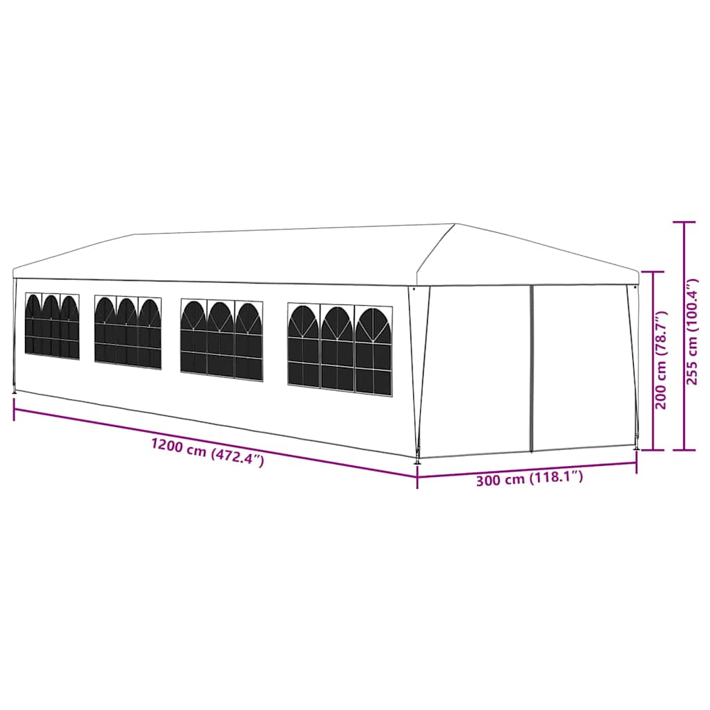 Proginė palapinė, antracito spalvos, 3×12 m Proginė palapinė, antracito spalvos, 3x12 m