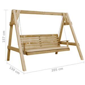 Supamas suoliukas, 205x150x157cm, impregnuota pušies mediena