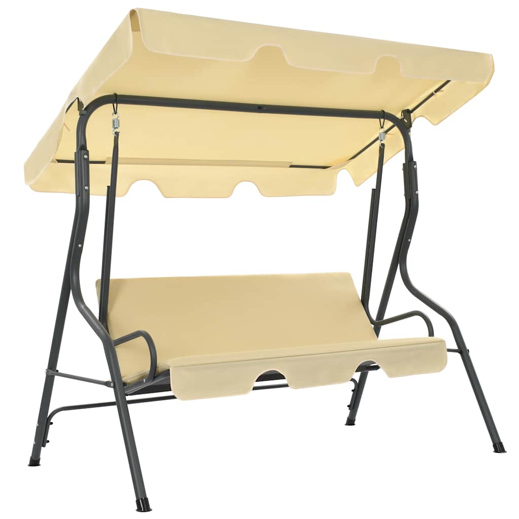 Sodo sūpynės, kreminės baltos spalvos, 170x110x153 cm Sodo sūpynės, kreminės baltos spalvos, 170x110x153 cm - Image 2