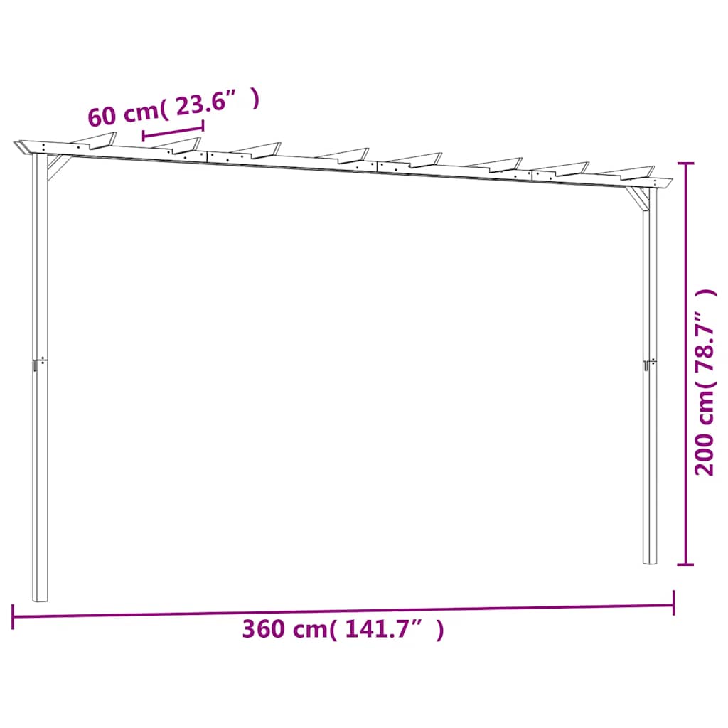 Sodo pergolė, 360x200x60cm, impregnuota pušies mediena Sodo pergolė, 360x200x60cm, impregnuota pušies mediena