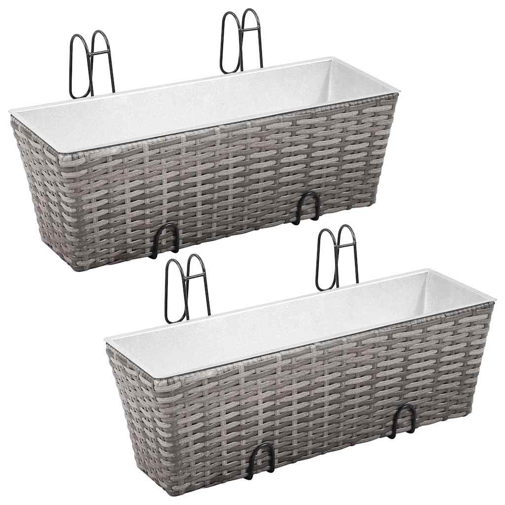 Balkono loveliai, 2vnt., pilki, 80cm, poliratanas, aukšti Balkono loveliai, 2vnt., pilki, 80cm, poliratanas, aukšti - Image 2