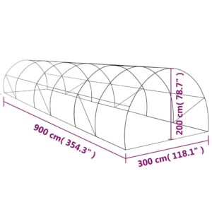 Šiltnamis, 900x300x200 cm, 27 m²