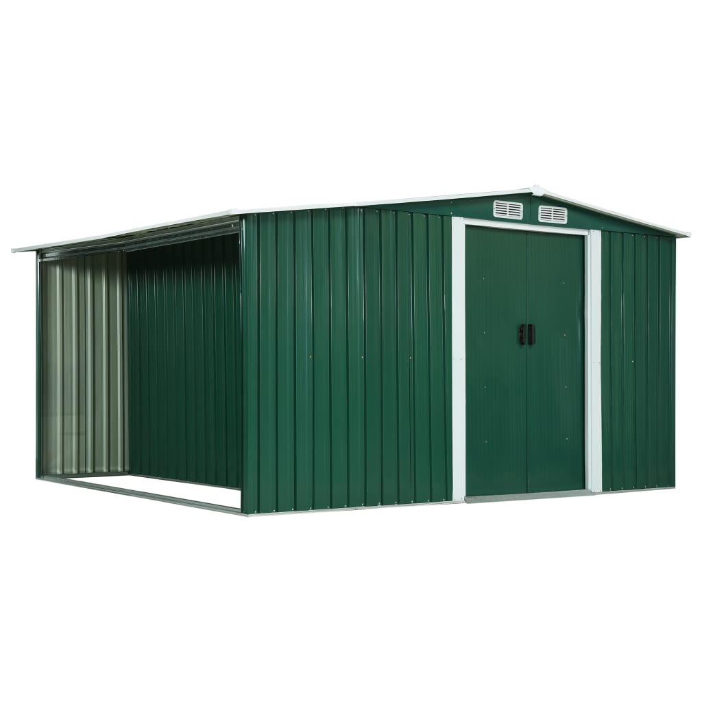 Sodo pašiūrė su durimis, žalia, 329,5x312x178cm, plienas Sodo pašiūrė su durimis, žalia, 329,5x312x178cm, plienas - Image 2