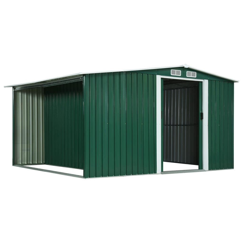 Sodo pašiūrė su durimis, žalia, 329,5x312x178cm, plienas Sodo pašiūrė su durimis, žalia, 329,5x312x178cm, plienas - Image 3