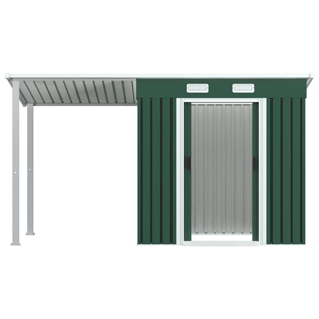 Sodo pašiūrė su stogu, žalios spalvos, 346x121x181 cm, plienas Sodo pašiūrė su stogu, žalios spalvos, 346x121x181 cm, plienas - Image 3
