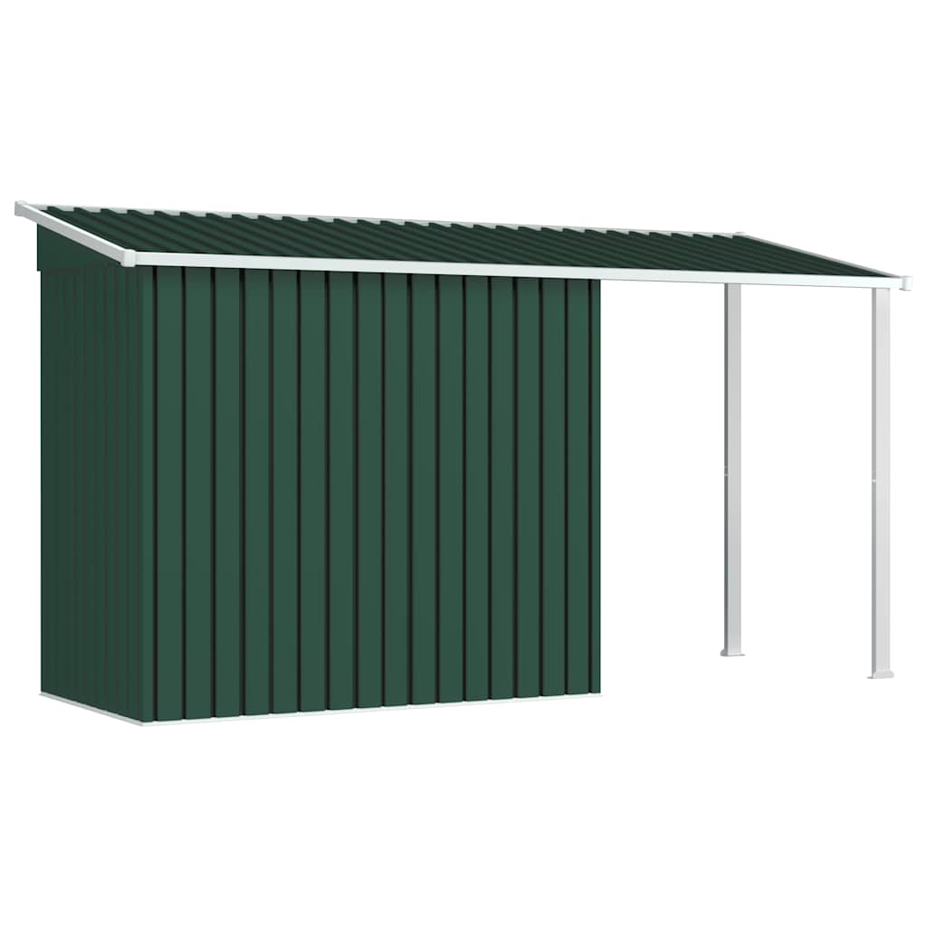 Sodo pašiūrė su stogu, žalios spalvos, 346x121x181 cm, plienas Sodo pašiūrė su stogu, žalios spalvos, 346x121x181 cm, plienas - Image 5