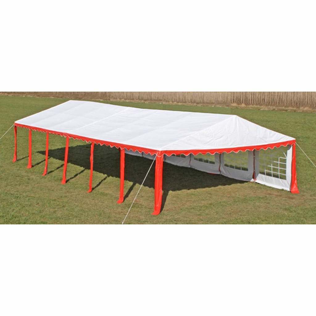 Stogas ir Sienelės Proginei Palapinei, 12 x 6 m, Raudona ir Balta Stogas ir Sienelės Proginei Palapinei, 12 x 6 m, Raudona ir Balta