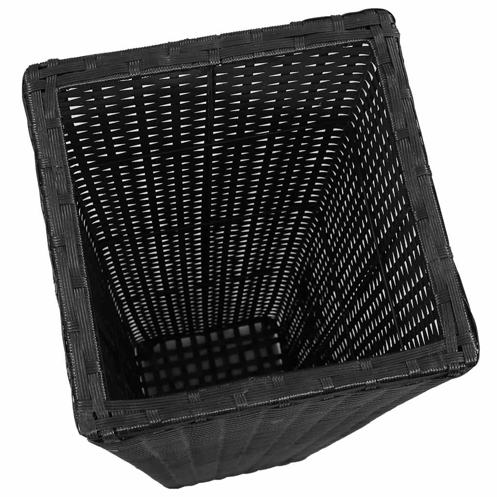 Sodo vazonai, 3vnt., juodi, poliratanas, aukšti Sodo vazonai, 3vnt., juodi, poliratanas, aukšti - Image 5
