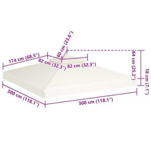 Atsarginis pavėsinės uždangalas, 310g/m², kreminė balta, 3x3m