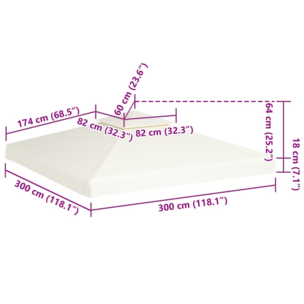 Atsarginis pavėsinės uždangalas, 310g/m², kreminė balta, 3x3m Atsarginis pavėsinės uždangalas, 310g/m², kreminė balta, 3x3m