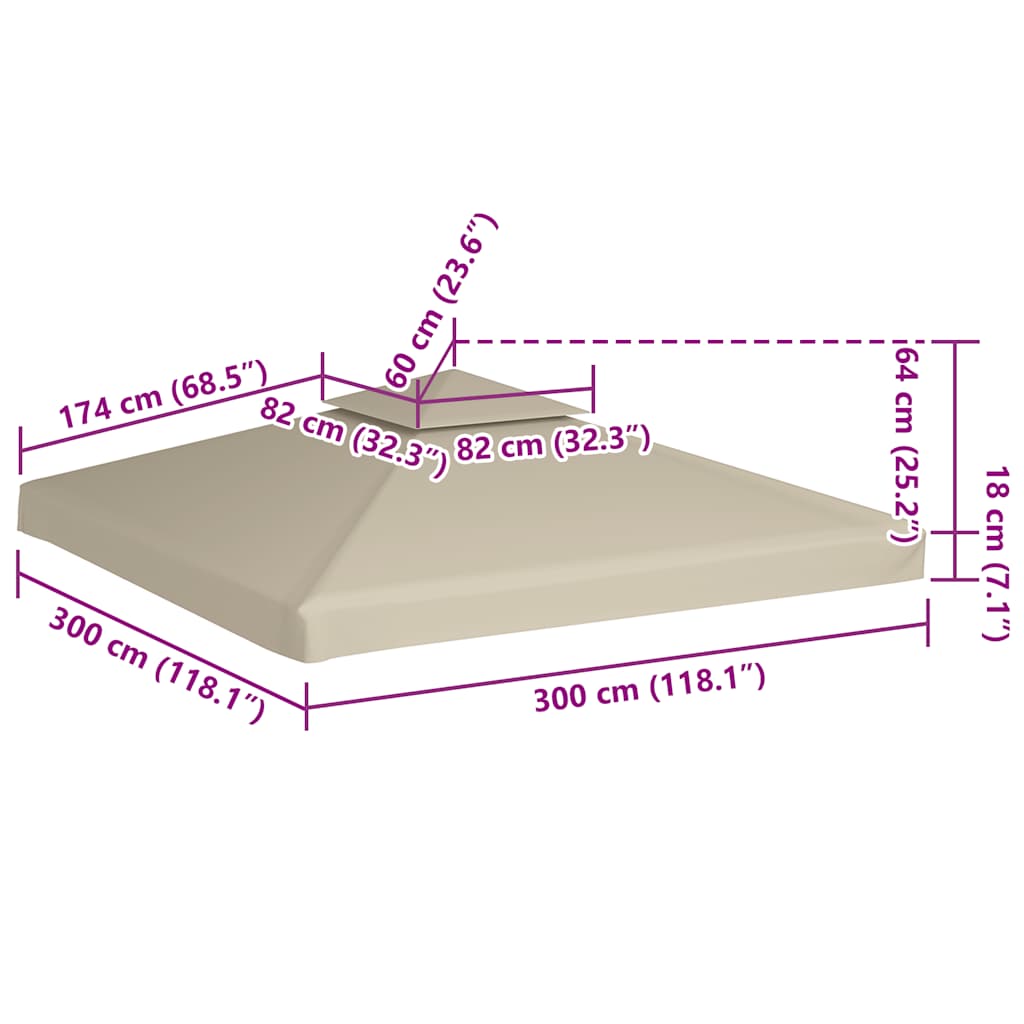 Atsarginis pavėsinės uždangalas, 310g/m², smėlio, 3x3m Atsarginis pavėsinės uždangalas, 310g/m², smėlio, 3x3m