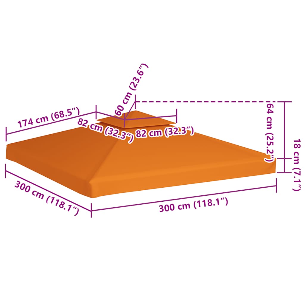 Pakaitinis pavėsinės uždangalas, oranžinis, 3x3m, 310g/m² Pakaitinis pavėsinės uždangalas, oranžinis, 3x3m, 310g/m²