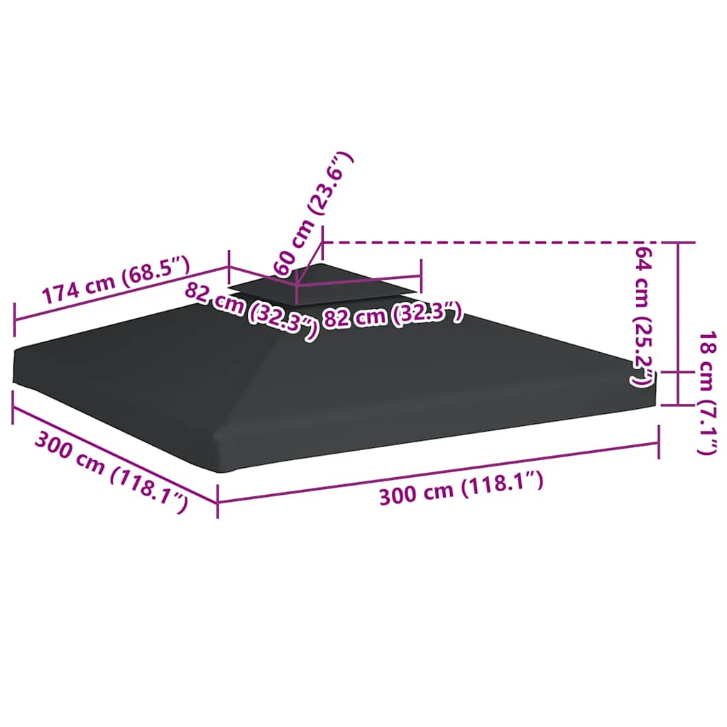 Pakait. pavėsinės uždangalas, 310g/m², tams. pilkos sp., 3x3m Pakait. pavėsinės uždangalas, 310g/m², tams. pilkos sp., 3x3m
