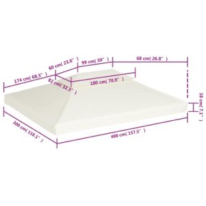Atsarginis pavėsinės uždangalas, kreminė balta, 310g/m², 3x4m