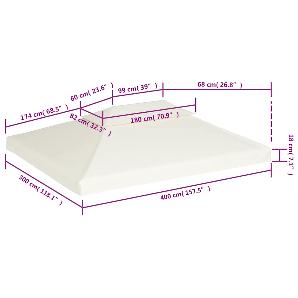 Atsarginis pavėsinės uždangalas, kreminė balta, 310g/m², 3x4m Atsarginis pavėsinės uždangalas, kreminė balta, 310g/m², 3x4m