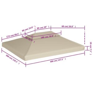 Atsarginis pavėsinės uždangalas, smėlio, 310g/m², 3x4m
