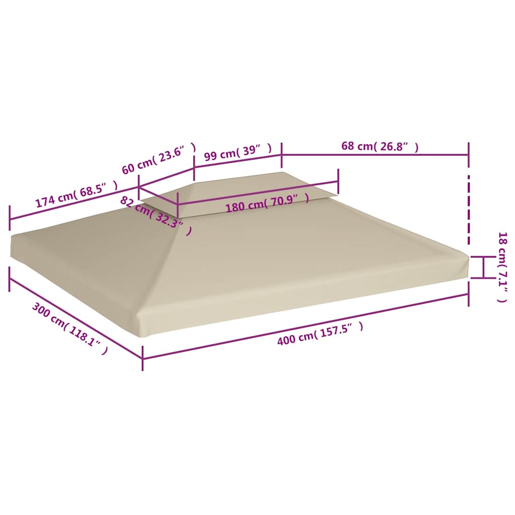 Atsarginis pavėsinės uždangalas, smėlio, 310g/m², 3x4m Atsarginis pavėsinės uždangalas, smėlio, 310g/m², 3x4m