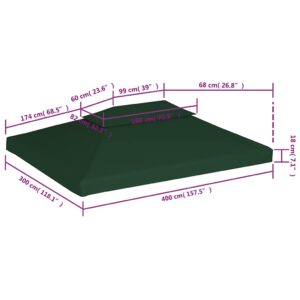 Atsarginis pavėsinės uždangalas, žalias, 310g/m², 3x4m