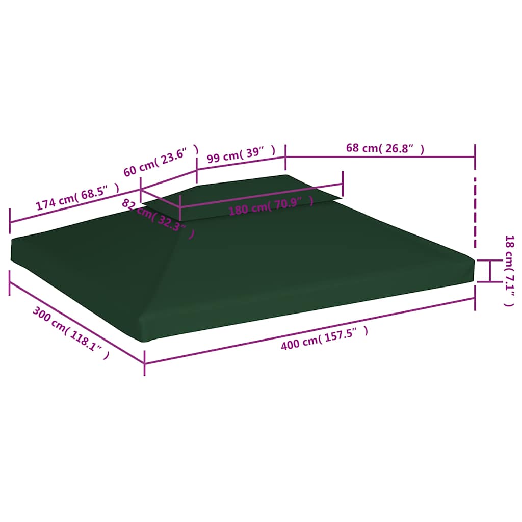 Atsarginis pavėsinės uždangalas, žalias, 310g/m², 3x4m Atsarginis pavėsinės uždangalas, žalias, 310g/m², 3x4m