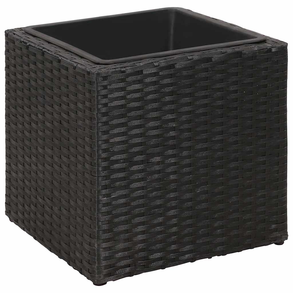 Sodo vazonai, 3vnt., juodi, poliratanas, aukšti Sodo vazonai, 3vnt., juodi, poliratanas, aukšti - Image 5