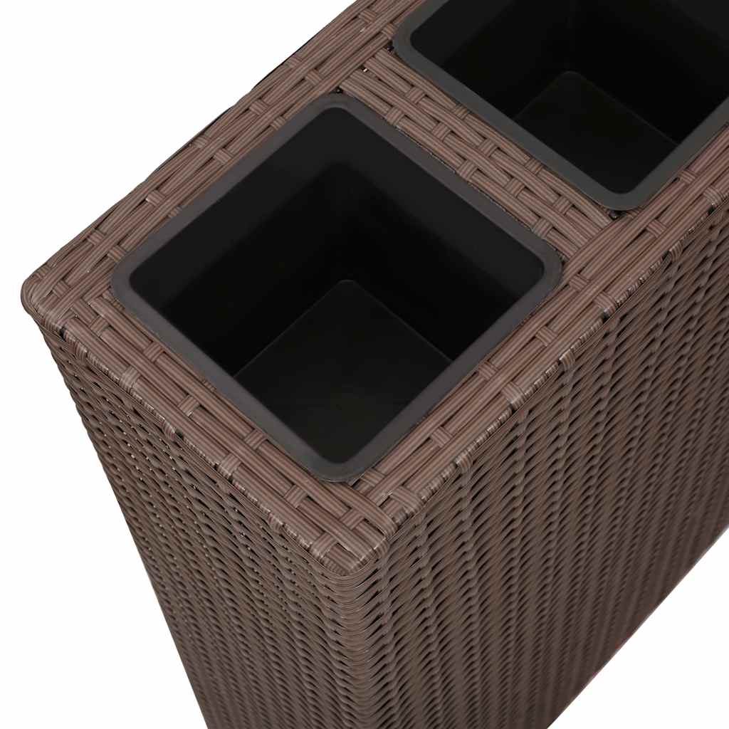 Sodo lovelis su 4 vazonais, rudas, poliratanas, aukštas Sodo lovelis su 4 vazonais, rudas, poliratanas, aukštas - Image 6