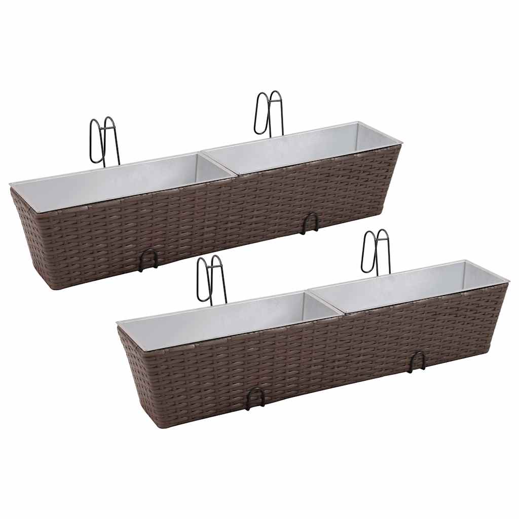 2 Rudi Trapecijos Formos Dekoratyviniai Vazonai Balkonui, 80 cm 2 Rudi Trapecijos Formos Dekoratyviniai Vazonai Balkonui, 80 cm - Image 2