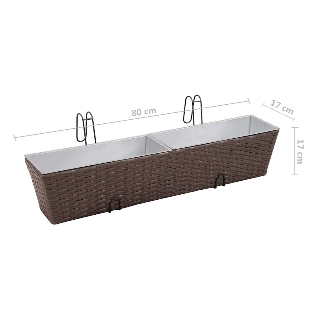 2 Rudi Trapecijos Formos Dekoratyviniai Vazonai Balkonui, 80 cm 2 Rudi Trapecijos Formos Dekoratyviniai Vazonai Balkonui, 80 cm